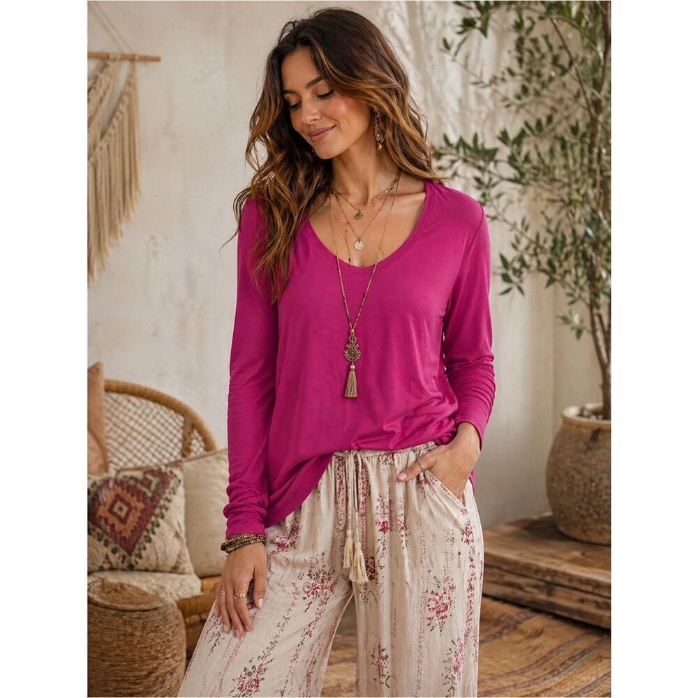 Anthropologie Sanctuary Pink Long Sleeve Top size XL